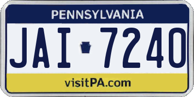 PA license plate JAI7240