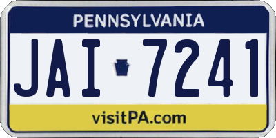 PA license plate JAI7241