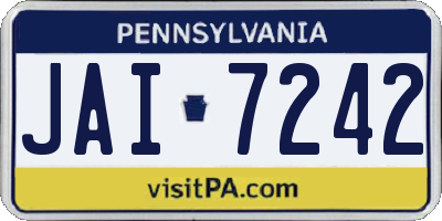 PA license plate JAI7242