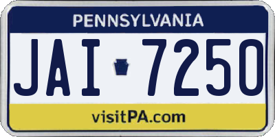 PA license plate JAI7250