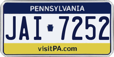 PA license plate JAI7252