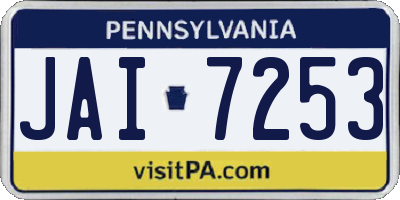 PA license plate JAI7253