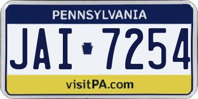 PA license plate JAI7254