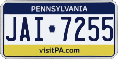 PA license plate JAI7255