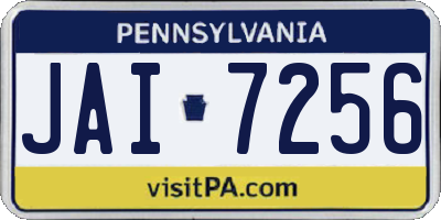 PA license plate JAI7256