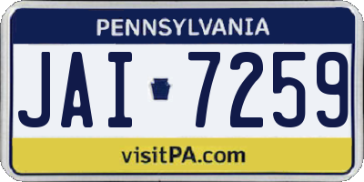 PA license plate JAI7259