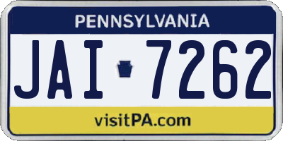 PA license plate JAI7262