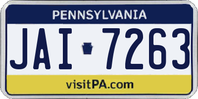 PA license plate JAI7263