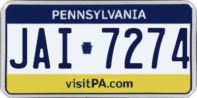 PA license plate JAI7274