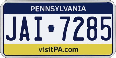 PA license plate JAI7285