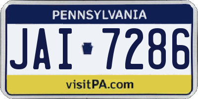 PA license plate JAI7286