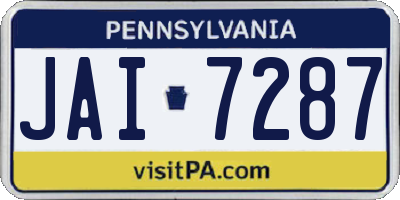 PA license plate JAI7287
