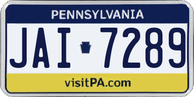 PA license plate JAI7289