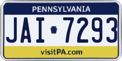 PA license plate JAI7293