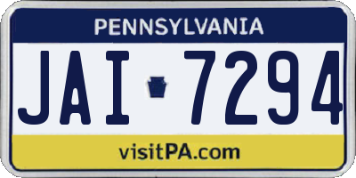 PA license plate JAI7294