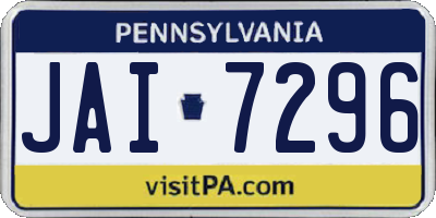 PA license plate JAI7296