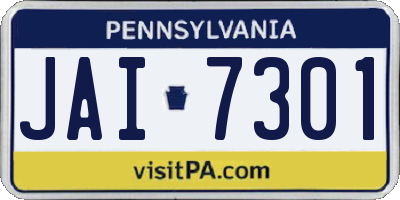 PA license plate JAI7301