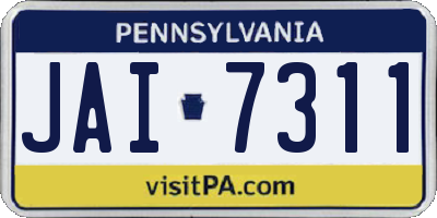 PA license plate JAI7311