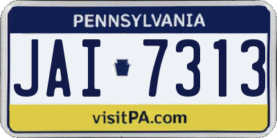 PA license plate JAI7313