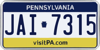 PA license plate JAI7315