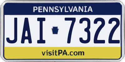 PA license plate JAI7322