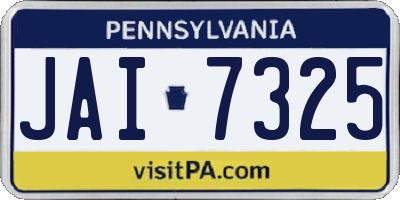 PA license plate JAI7325