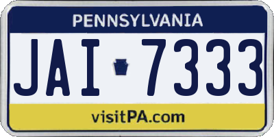 PA license plate JAI7333
