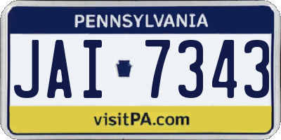 PA license plate JAI7343