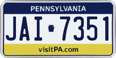 PA license plate JAI7351