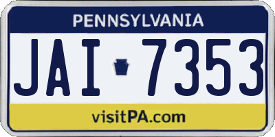 PA license plate JAI7353