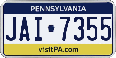 PA license plate JAI7355