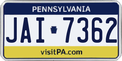 PA license plate JAI7362