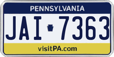 PA license plate JAI7363