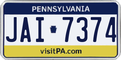 PA license plate JAI7374