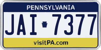 PA license plate JAI7377