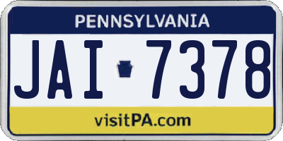 PA license plate JAI7378