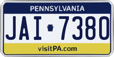 PA license plate JAI7380