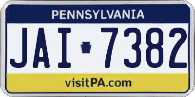PA license plate JAI7382