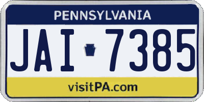 PA license plate JAI7385