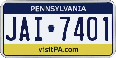 PA license plate JAI7401