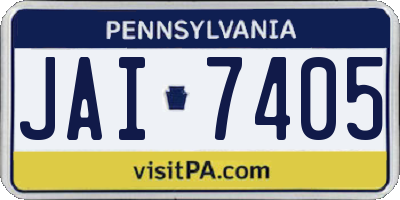 PA license plate JAI7405