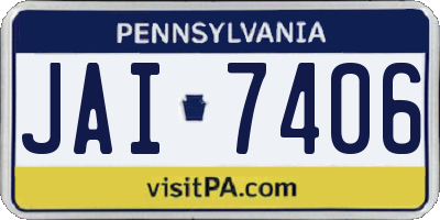 PA license plate JAI7406
