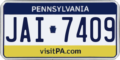 PA license plate JAI7409