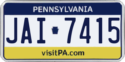 PA license plate JAI7415