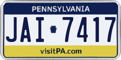 PA license plate JAI7417