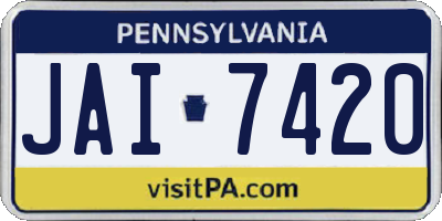 PA license plate JAI7420