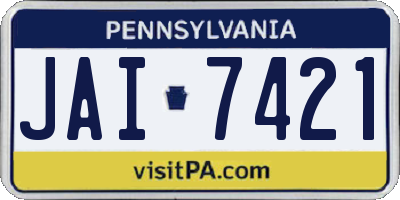 PA license plate JAI7421