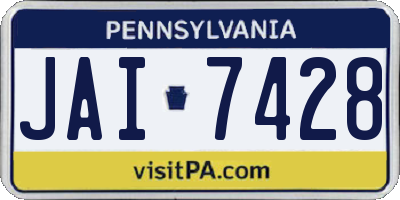 PA license plate JAI7428