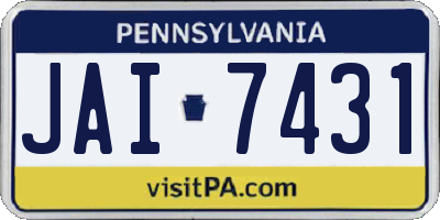 PA license plate JAI7431
