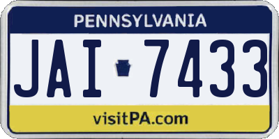 PA license plate JAI7433